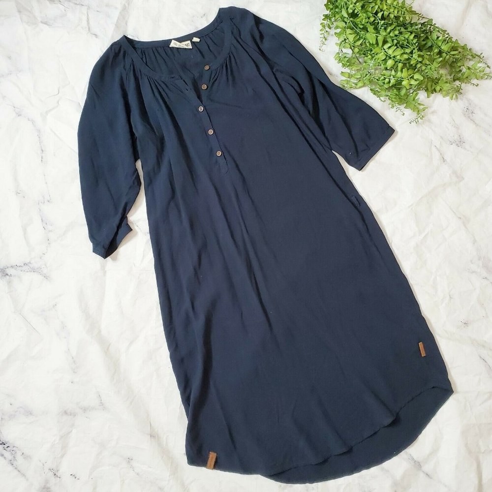 Naketano Navy Blue Lightweight Henley Neck Dress